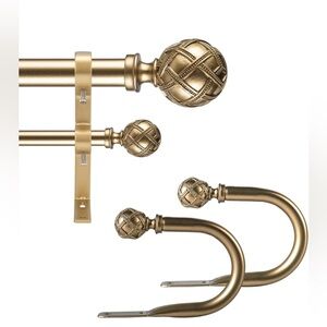 1 Inch Diameter Double Curtain Rod Set for Windows with finials